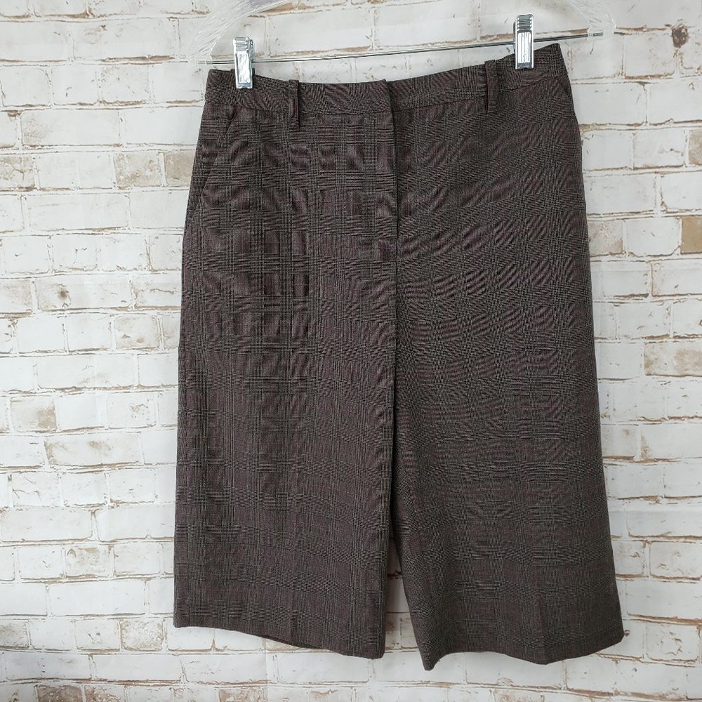 NWT East 5th Size 4 Brown Glen Plaid Bermuda Shorts Capris Knee Length JCPenney